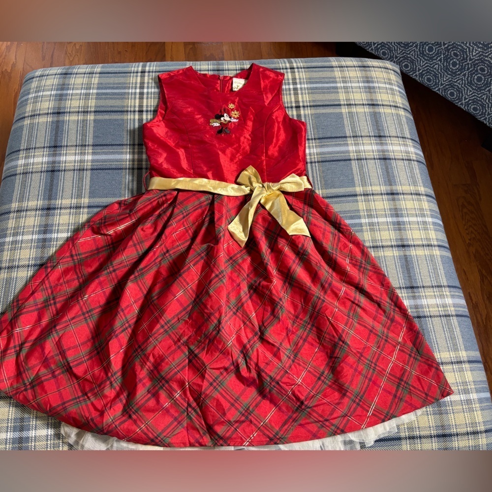 Disney Minnie Mouse Christmas Plaid and Tulle Dress Sz 10